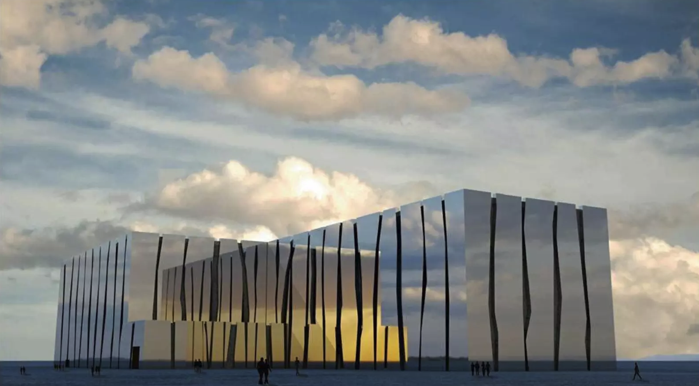 Proyección de cómo será el edificio principal del acelerador.